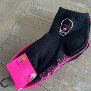 Betsy Johnson Halloween socks shoe size 5 to 10 pink black white skeleton 5 Pair